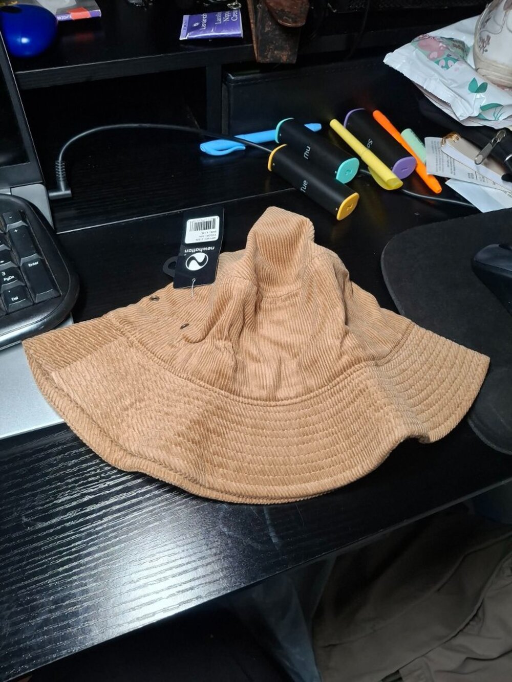 NWT Newhattan Cognac Corduroy Bucket Hat L/XL Metal Eyelets BrownCorduroyHat